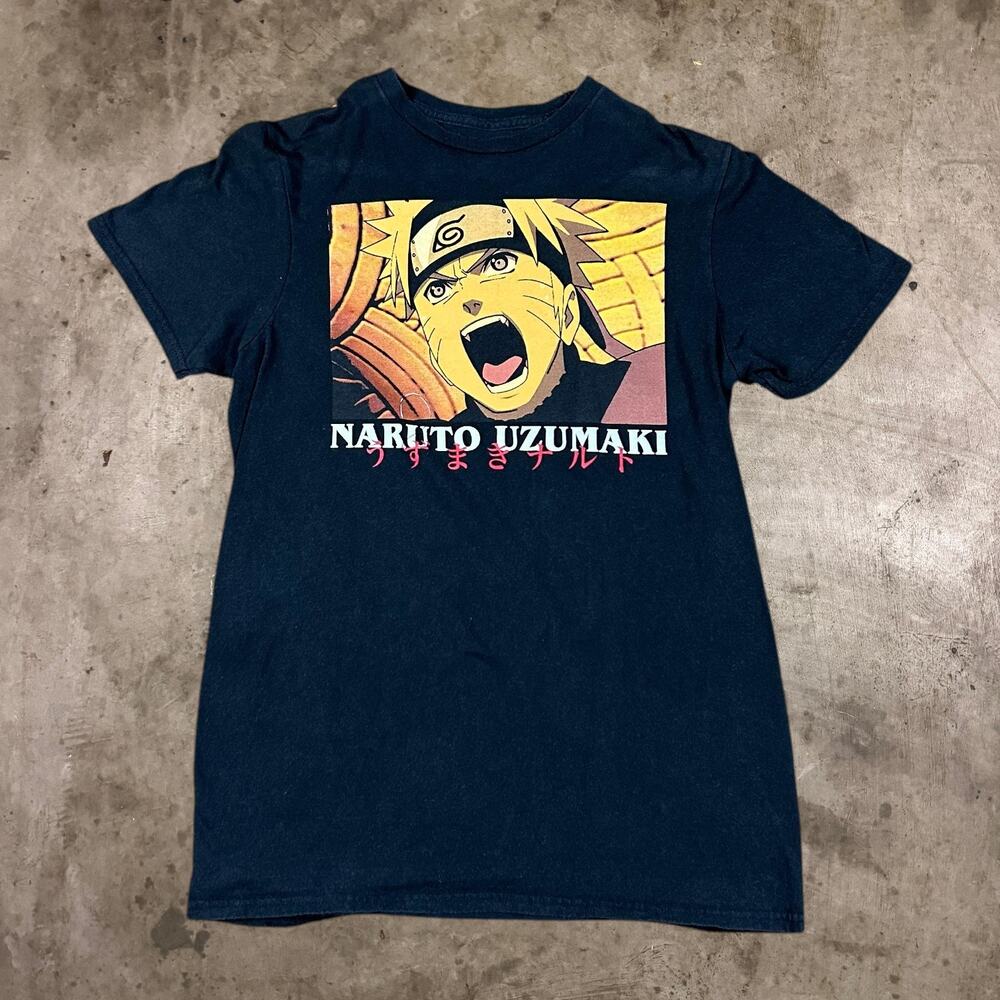 Naruto Shippuden Collection T-Shirt Uzumaki Anime Graphic Tee Black Mens Size S
